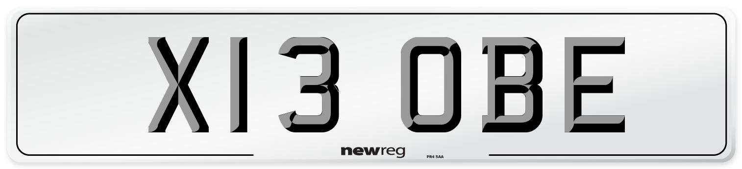 X13 OBE Number Plate from New Reg
